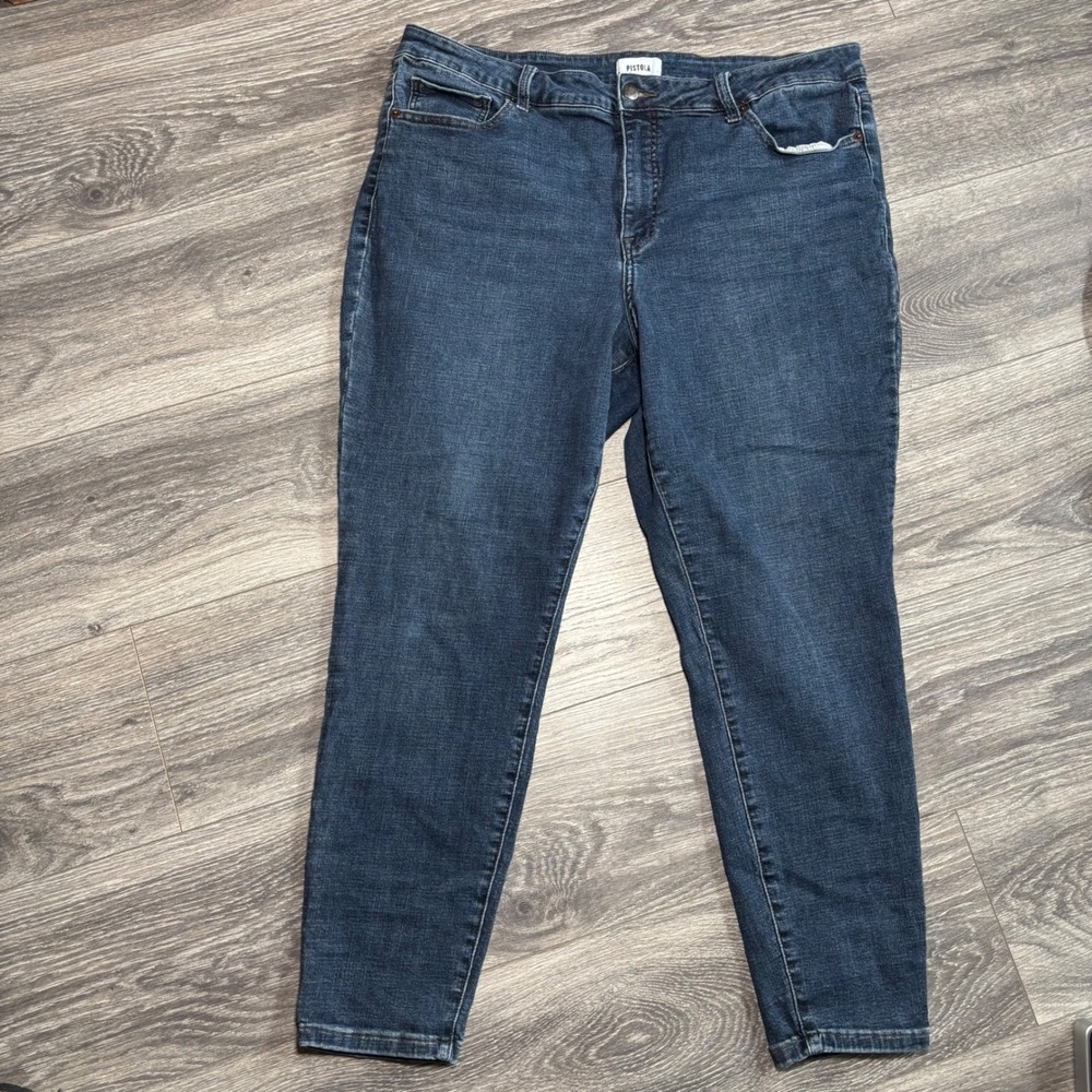 Pistols Arielle Skinny Jeans Medium Wash Moody Blue Ankle Mid Rise 18W 0362 - Picture 2 of 10